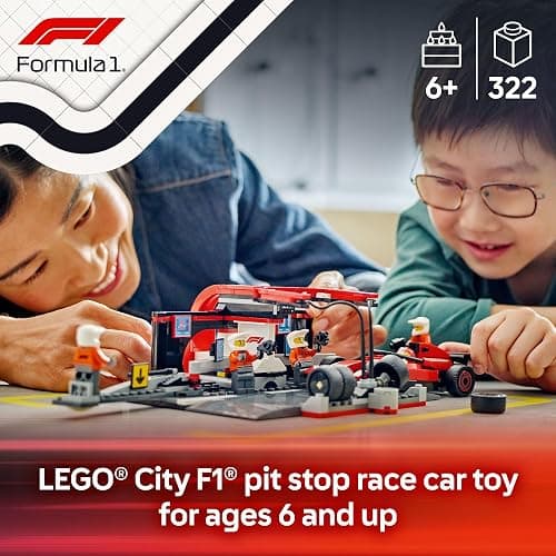LEGO City F1 Pit Stop & Pit Crew with Ferrari Car Toy - Model Race Car Toy Building Playset for Kids, Boys and Girls, Ages 6+ - F1 Collectible for Fans - Gift Idea for Birthdays - 60443 thumbnail 2
