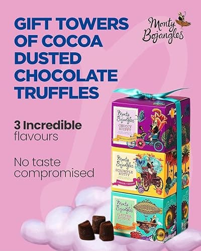 Monty Bojangles Cocoa Dusted Truffles Gift Tower (3 x 100g Pack)- 3 Luxury Chocolate Truffle Boxes - Choccy Scoffy, Scrumple Nutty & Flutter Scotch- The Perfect Chocolate Gift Box Selection thumbnail 7