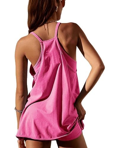 GTLIAE Summer Dress for Women 2026 Hot Shot Mini Romper Dresses Athletic Spaghetti Strap Tennis Dress Built in Shorts thumbnail 2