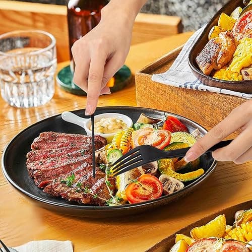 Supernal 180pcs Matte Black Reusable Plastic Utensils Silverware Set | Wheat Straw Reusable Cultery Flatware Set Dishwasher Safe (60 Forks, 60 Knives, 60 Spoons) for Party, Picnic & Everyday Use thumbnail 8