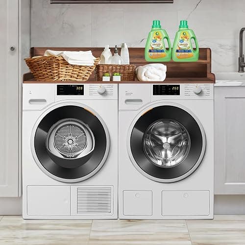 Royxen Laundry Countertop with 2-Tier Shelf Universal Fit, Washer and Dryer Countertop with Storage Space, Shelf Height 11.5 Inches, Solid Wood Core, Walnut thumbnail 2