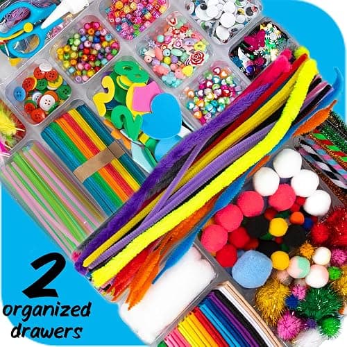 Arts and Crafts Supplies for Kid - 1600+Pcs Craft Kits for Kids - DIY School Craft Project for Kids Age 4 5 6 7 8-12 Christmas Gifts for Girls and Boys Crafts for Girls Ages 8-12 Arts Activities thumbnail 4