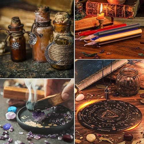 TigeJoy All in One Witchcraft Supplies Witch Stuff Spell Kit 88 PCS, Wiccan Supplies and Tools, Include Herb Crystal Candle Amethyst Pendulum, Witch Gift Wiccan Starter Kit Altar Supplies Pagan Decor thumbnail 6