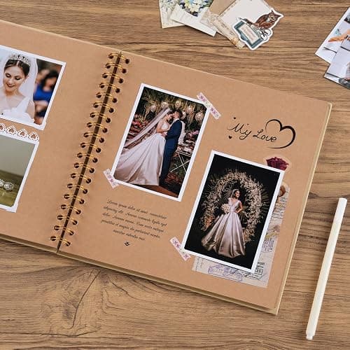 potricher 10 x 10 Inch DIY Scrapbook Album 40 Pages Hardcover Kraft Paper Scrap Book Photo Albums Memory Book for Wedding and Anniversary Family (Yellow, 10 Inch) thumbnail 2