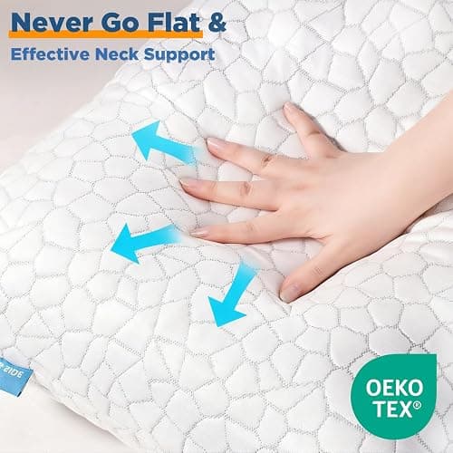 Cooling Pillow Standard Size 1 Pack, CertiPUR-US Shredded Memory Foam Pillows, Cool Bed Pillows for Hot Sleepers, Adjustable Firm Pillow for Side,Back,Stomach Sleepers, Better Sleep Gift for Mom thumbnail 7
