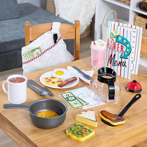 Melissa & Doug Star Diner Restaurant Play Set (41 pcs) - Pretend Play Food, Restaurant Toy Set With Cookware, Utensils For Kids, Diner Playset for Kids And Toddlers, Ages 3+ - Star Diner Restaurant Play Set thumbnail 9