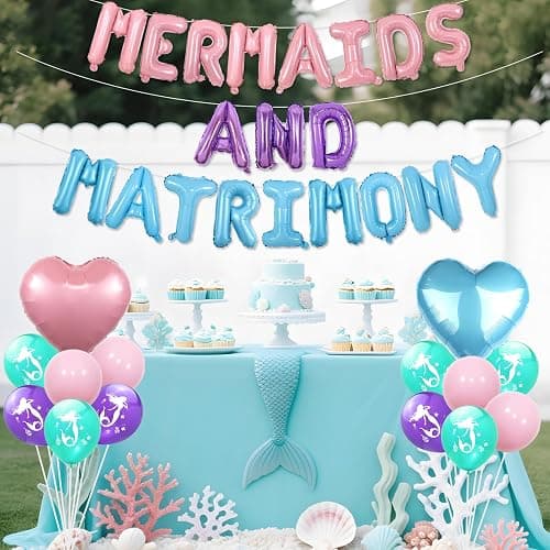 Balterever Mermaids Bachelorette Decorations Mermaids and Matrimony Bachelorette Banner Last Splash Bridal Shower Supplies thumbnail 3
