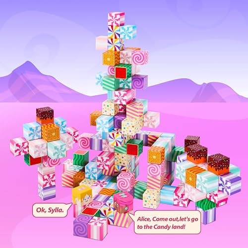 SILYMOLY Magnetic Blocks Candy Land Edition, Magnetic Tiles Building Blocks Boys & Girls Toys Age 3-5 4-8 5-7 Sensory Gift for Kids，Magnets Cubes，Upgraded STEM Gift 1.2 Inches thumbnail 4
