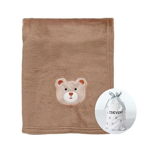 CREVENT Couverture bébé mignonne, confortable, moelleuse et chaude pour les filles, les garçons, les tout-petits, lit de bébé, poussette, douche, cadeau nouveau-né, 75 x 100 cm, ours - Image 1
