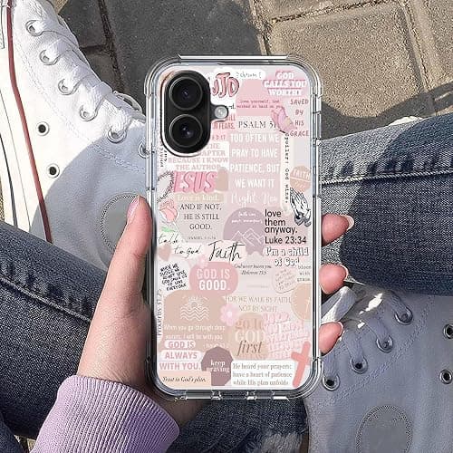 Case for iPhone 16 with Christian Design,Jesus Bible Verse Christian Quotes Collage,Soft TPU Bumper Case for iPhone 16,#7 thumbnail 5