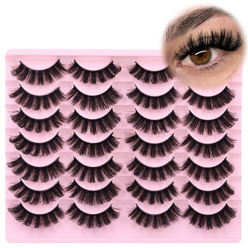 False Eyelashes Volume Russian Strip Lashes D-Curly Cat Eye Lashes Natural Fake Eyelashes Extension Handmade Soft Reusable 14 Pairs Wispy Lashes Pack thumbnail 6