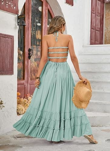R.Vivimos Womens Summer Boho Sexy Backless Long Dresses thumbnail 4