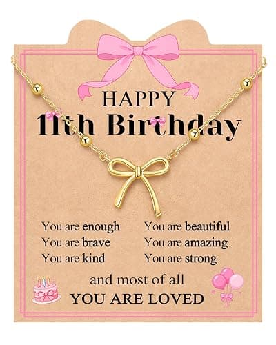 UNGENT THEM You Are Loved - Cute Bow Necklace Happy 8th 9th 10th 11th 12th 13th 14th 15th 16th 18th Birthday Gifts for Girls Women - Image 1