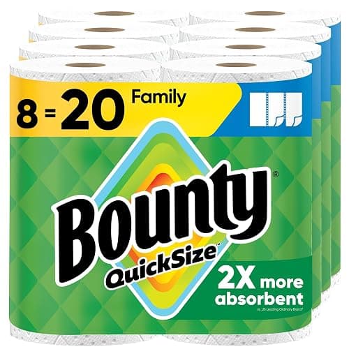 Bounty Quick Size Paper Towels, White, 8 Family Rolls - Image 1