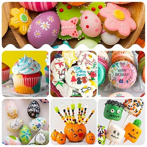 Jewem Edible Markers for Cookie Decorating, 12Pcs Food Coloring Pens, Double Sided Food Grade Pens with Fine & Thick Tips for Decorating Fondant, Cakes, Cookies, Frosting, Macaron, Dessert Decorating thumbnail 4