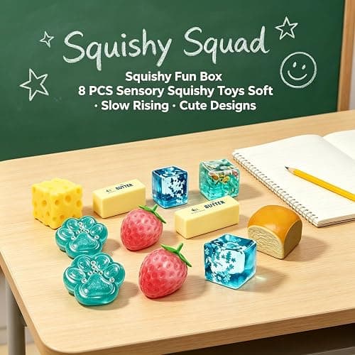 8 PCS Squishy Mystery Fun Box, Squishy Box Set Cute Butter, Dumpling, Strawberry, Realistic Shaped Squeezes Balls, Squeeze Slow Rising Stress Relief Soft Cute Anxiety Gifts Party Favor (#A) thumbnail 7