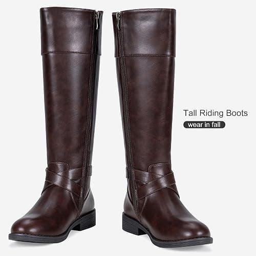Vepose Women's 949 Knee High Boots,Tall Riding Boots Low Heel with Wide Calf and Wide Widths thumbnail 5