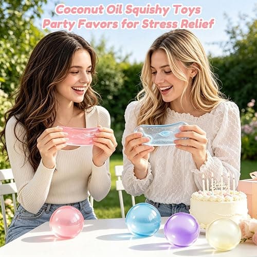 Coconut Oil Squishy, Colorful Squishy Fidget Toys, Handmade Slow-Rising Fidget Squeeze Toys, Sensory Stress Relief Toy for Adults, Sensory Fidget Oil Ball Toy for Kids Favors Birthday Gifts-Pink thumbnail 2