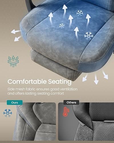 SONGMICS Gaming Chair, Office Computer Chair, Ergonomic Design, with Footrest, Adjustable Headrest, Lumbar Support, 150 kg Load Capacity, Slate Grey OBG077G01 thumbnail 4