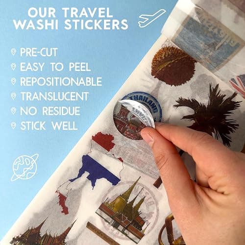 Travel Stickers for Scrapbooking & Journaling - Travel Scrapbook Supplies | 300+ Vintage Washi Stickers for Journaling, 20 Scrapbook Papers, FAYWARE Ephemera for Junk Journals thumbnail 5
