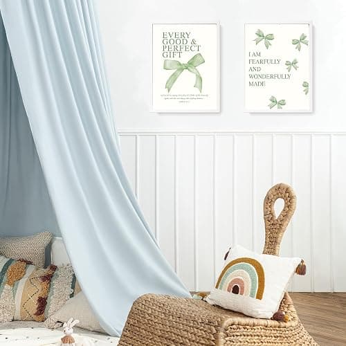 LARTSFRO Coquette Sage Green Bow Wall Art Decor Posters, Sage Green Bow Room Bedroom Bathroom Wall Art Decor Aesthetic for Teen Girls Gifts, Inspirational Bible Verses Bow Wall Decor, 12x16 Inch Set of 4 Bow Pictures Unframed thumbnail 5