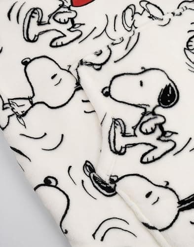 Peanuts Snoopy Womens White Blanket Hoodie | Cosy Fleece with 3D Ears | Long Sleeve Hooded Loungewear for Relaxation | Character Print | Comfortable Indoor Wear Merch thumbnail 5