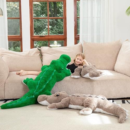 MorisMos Giant Alligator Stuffed Animal, 67inch Huge Alligator Plush Toy, Large Stuffed Crocodile Pillow for Kids, Green thumbnail 2