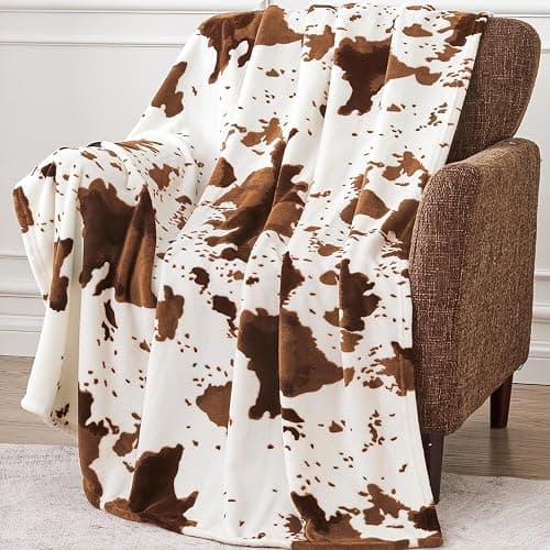 Edenleaf Cow Print Blanket 60"x80", Ultra Soft Flannel Cow Throw Blanket for Couch Bed and Travel, Cow Print Throw Blankets for Bed, All Seasons Blanket 60"x80" (Light Brown) - 02 Light Cow - 60"x80"-Blanket - Image 1