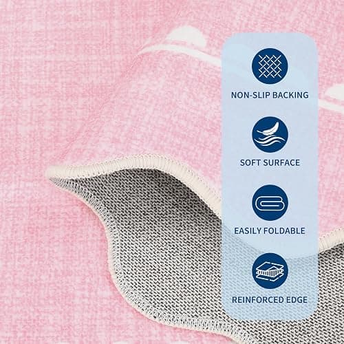 GarveeHome Scalloped Hallway Runner Rug 2.5x10 Non Slip Bedroom Rugs, Pink | Washable Bow Rug for Girls Dorm Nursery Living Room Entyrway Kitchen, Soft Low Pile Ultra-Thin Stain Resistant Indoor Carpet thumbnail 6
