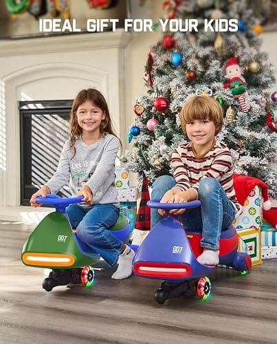 FanttikRide N7 Pro Electric Wiggle Car with Pedal, Rechargeable Battery, CyberWiggle, 2 in 1 Swing Car, 2 Speeds Max 4 Mph, Anti-Rollover, Flashing Wheels, Bluetooth, for Ages 3 and Up, 150 Lbs, Green thumbnail 9