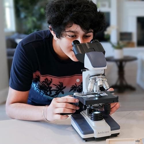 AmScope B120C Series Student & Professional LED Binocular Compound Microscope - 40X-2500X Magnification - Features Siedentopf Head & 3D Mechanical Stage thumbnail 7