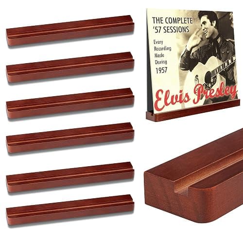 Heimlove 6 Pack Solid Wood Vinyl Record Wall Mount Shelves, Rustic Brown 12 Inch Vinyl Holder for Album Record Storage & Display, Floating Shelves for Wall Decor, Kids Bookshelf, Magazine Rack - 6 Pack - Solid Pine Wood(brown) thumbnail 4