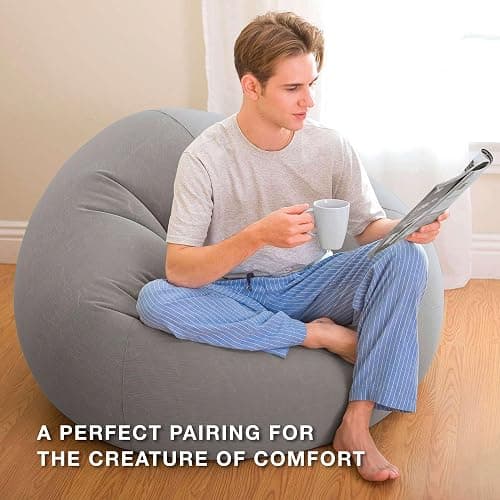 Intex 68579EP Beanless Bag Inflatable Lounge Chair: Corduroy Textured Flocking – Durable Vinyl – Folds Compactly – 220lb Weight Capacity – 45" x 45" x 28" thumbnail 6