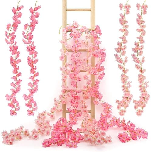 4 StüCk KüNstliche KirschblüTen Girlande Blumenranke,180cm KirschblüTen Deko,KüNstliche Blumengirlande Deko,KüNstliche Blumne KirschblüTen Girlande füR Hochzeit, Party, Haus, Garten Dekoration - Image 1