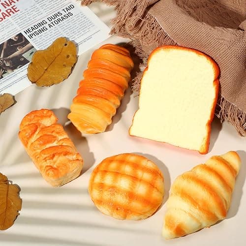 Foilswirl 5 Pcs Bread Stress Toy Soft Toast Bread Shape Toy Slow Rising Toy Anxiety Relief Food Toy for Kids Adult Tricky Funny Birthday Gifts Simulation Fake Food Stress Toy Balls(Style 1) thumbnail 2