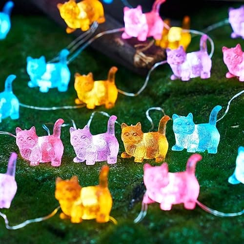 JASHIKA Cat String Lights Kawaii Deco Kitty Fairy Decorative Lights 10ft 30LED Battery Operated Novelty Lighting for Outdoor Wedding Camping Tent Baby Shower Bedroom Birthday Party thumbnail 2