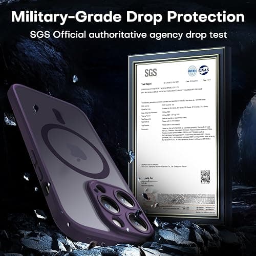 TOCOL Magnetic for iPhone 14 Pro Case 6.1-Inch, Fit for MagSafe, Upgraded [Full Camera Protection], [14FT Military Grade Drop Tested] Shockproof Translucent Matte Back Cover (Midnight Purple) thumbnail 3