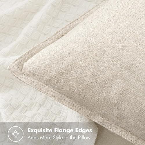 MIULEE Decorative Linen Euro Sham Pillow Covers 24x24 Natural Beige Boho Farmhouse Neutral Couch Throw Pillows for Bed Pack of 2 Accent Modern Pillowcase Sofa Livingroom Home Decor thumbnail 2