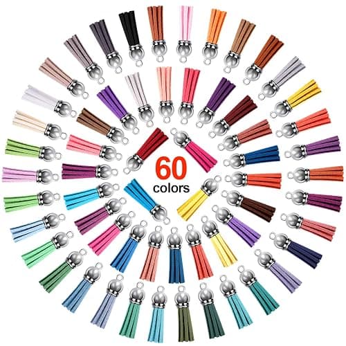 Duufin 240 Pieces Keychain Tassels Bulk Leather Tassel Pendants Colorful Tassel for Keychain, Craft and DIY Projects, 60 Colors (Gold and Silver Cap) thumbnail 3