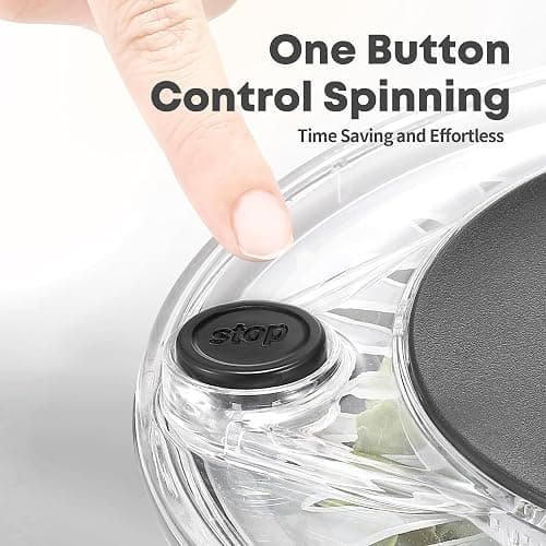 SveBake 5.3Qt Stainless Steel Salad Spinner with Stop Button, BPA-Free Vegetable Lettuce Spinner, Transparent Lid & Drainage Hole, Non-Slip Base, Dishwasher Safe Fruit Washer thumbnail 6