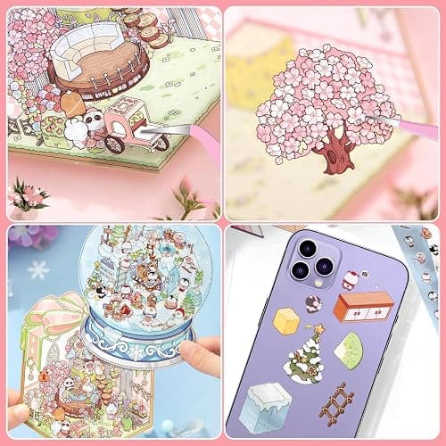 DIY 3D House Stickers Scene, 28 Set Fun DIY Sticker Therapy,Make Your Own Cute 3D Miniature Stickers Scene Sticker for Adult Kids for Relief Stress Pass The Time thumbnail 4