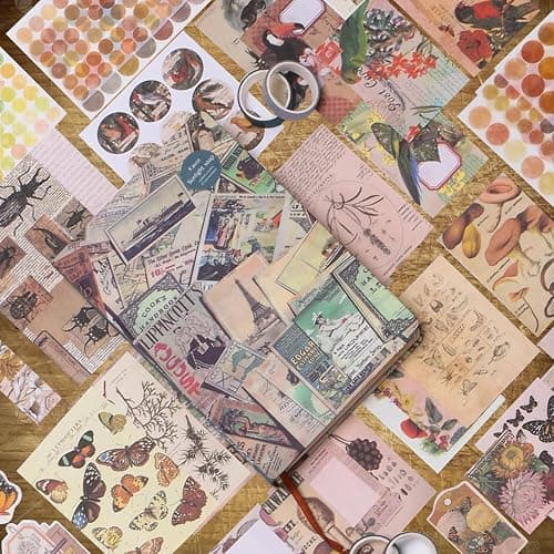 212 Pcs DIY Vintage Journal Set for Women Gifts Scrapbook Diary Supplies including Aesthetic Bullet Journals, Scrapbook Paper, Washi Stickers, Tape, Dot Stickers thumbnail 3