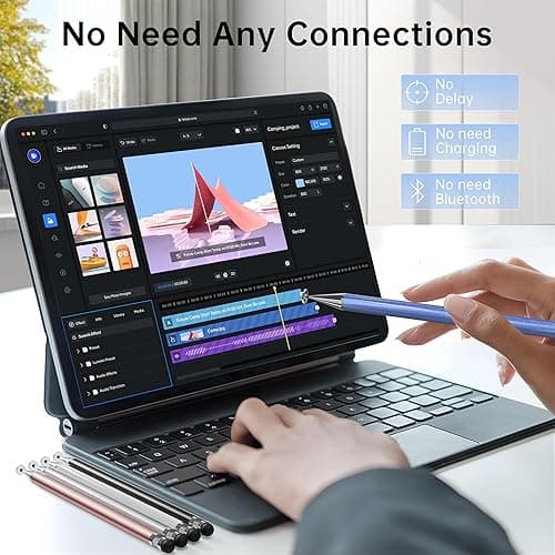 Stylus (5 Pcs), 2-in-1 Stylus Pen for Touch Screen, High Precision and Sensitivity, Suitable for iPhone/ipad/Android Tablets, Compatible with All Touch Screens (Black/White/Blue/Rose Gold/Silver) thumbnail 5