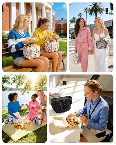 BAGSMART Lunch Bag Women Small Cute Quilted Insulated Leakproof Lightweight thumbnail 3