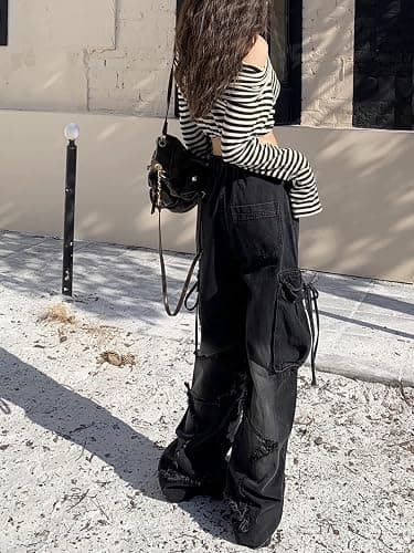 Hugboom Baggy Pants for Women Girls Cute Jeans Y2k Pants Star Straight Leg Streetwear Clothing thumbnail 5