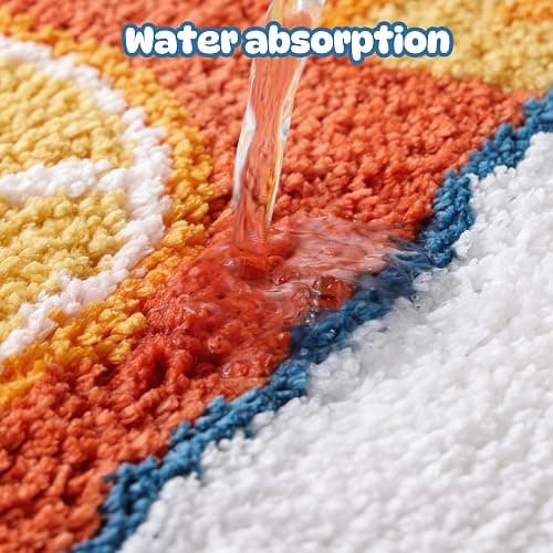 TRUEDAYS Sardine Can Bath Mat, Blue Bathroom Rugs for Bedroom, Soft Washable Rug Non Slip Cute Kitchen Bath Mats for Bathroom Funny Cartoon Fish and Lemon thumbnail 4