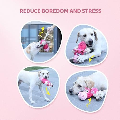 IOKHEIRA Indestructible Dog Squeaky Toys for Large Aggressive Chewers, Stuffed Animals with Cotton Material and Crinkle Paper, Durable Chewing Toys thumbnail 7