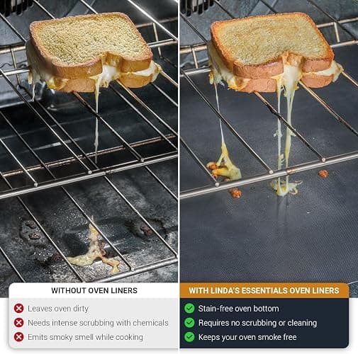 Oven Liners for Bottom of Oven - 3 Pack Large Heavy Duty Mats, 16.25”x23” Non-Stick Reusable Liner for Electric, Gas, Toasters, Grills - BPA & PFOA Free Kitchen Accessory to Keep It Clean (Black) thumbnail 4