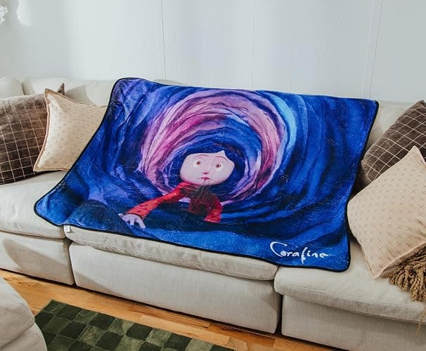 Coraline Jones Oversized Plush Throw Blanket | Cozy Sherpa Cover for Sofa, Bed | Super Soft Fleece Blanket | Official Laika Movie Collectible | 45 x 60 Inches thumbnail 2