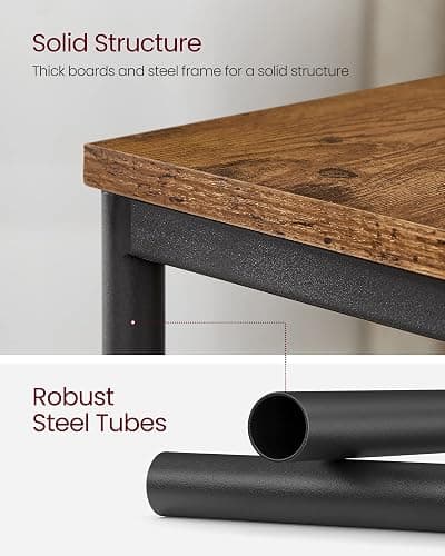 VASAGLE Side Table, Small End Table, Tall Nightstand for Living Room, Bedroom, Office, Bathroom, Rustic Brown and Classic Black ULET273B01 thumbnail 5